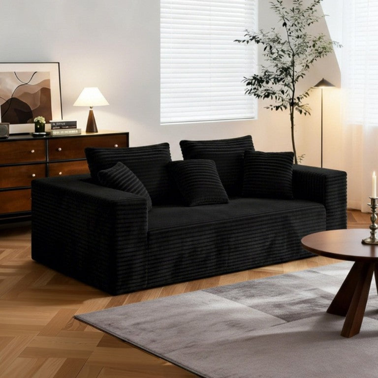 English Elm Boneless Cloud Sofa Deep Seat Memory Foam Corduroy Lounge Couch for Living Room Black T6200P525955