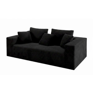 English Elm Boneless Cloud Sofa Deep Seat Memory Foam Corduroy Lounge Couch for Living Room Black T6200P525955