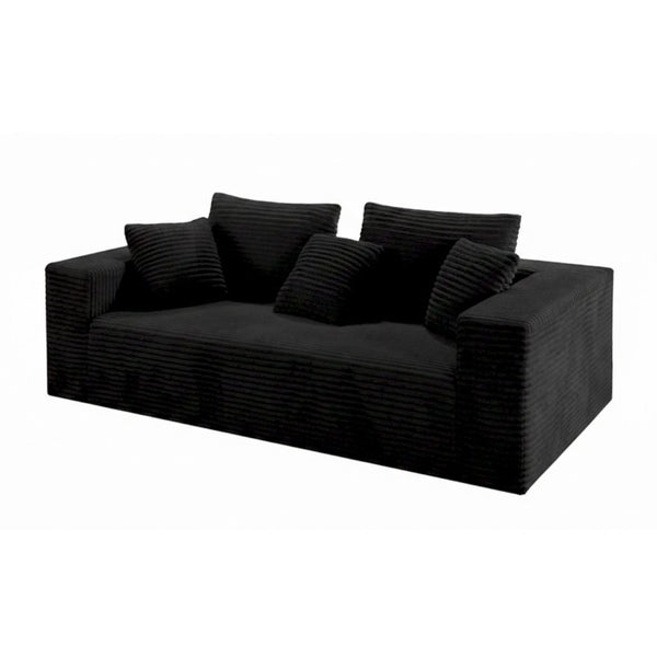 English Elm Boneless Cloud Sofa Deep Seat Memory Foam Corduroy Lounge Couch for Living Room Black T6200P525955