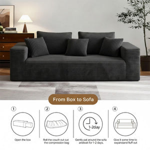 English Elm Boneless Cloud Sofa Deep Seat Memory Foam Corduroy Lounge Couch for Living Room Dark Grey T6200P525957
