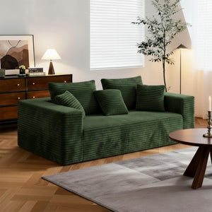 English Elm Boneless Cloud Sofa Deep Seat Memory Foam Corduroy Lounge Couch for Living Room Green T6200P525958