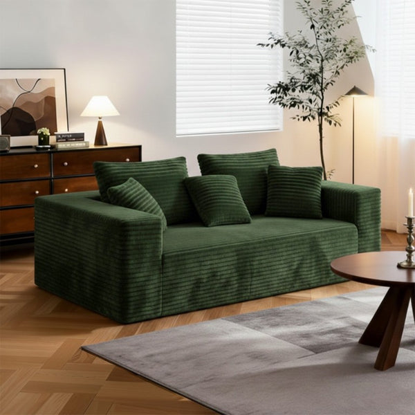 English Elm Boneless Cloud Sofa Deep Seat Memory Foam Corduroy Lounge Couch for Living Room Green T6200P525958