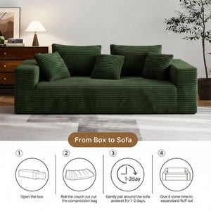 English Elm Boneless Cloud Sofa Deep Seat Memory Foam Corduroy Lounge Couch for Living Room Green T6200P525958