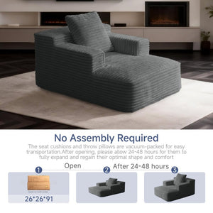 English Elm 45.6Small Corduroy Floor Daybed with Memory Foam Deep Seat for Bedroom Lounge Areas Dark Grey T6200P525960