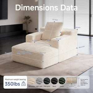English Elm 45.6Small Corduroy Floor Daybed with Memory Foam Deep Seat for Bedroom Lounge Areas Beige T6200P525961