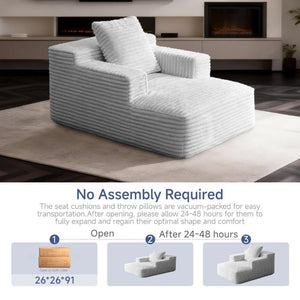 English Elm 45.6Small Corduroy Floor Daybed with Memory Foam Deep Seat for Bedroom Lounge Areas Light Grey T6200P525962