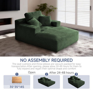 English Elm 68.5Chaise Corduroy Floor Lounge Sofa with 1400Lb Capacity for Casual Living Spaces Green T6200P525968