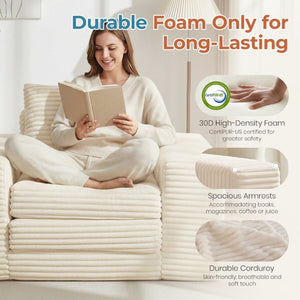 English Elm Single Corduroy Sleeper Sofa Compact Pull Out Bed for Studios Dorms and Guest Rooms Beige T6200P526858