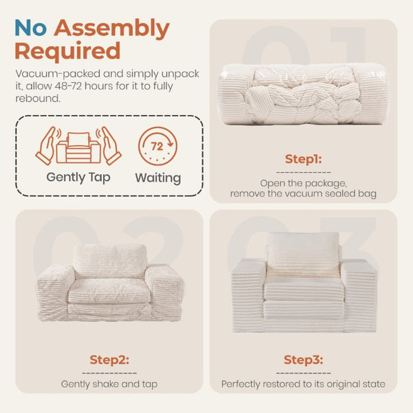 English Elm Single Corduroy Sleeper Sofa Compact Pull Out Bed for Studios Dorms and Guest Rooms Beige T6200P526858