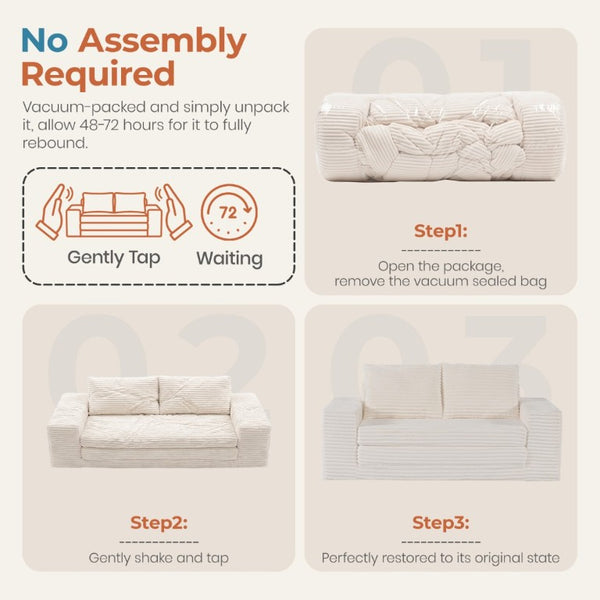English Elm Two-Seater Foam Folding Sleeper Loveseat for Studios Guest Rooms and Dorm Spaces Beige T6200P526861