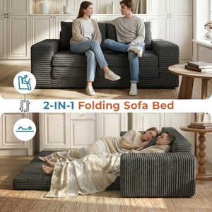 English Elm Two-Seater Foam Folding Sleeper Loveseat for Studios Guest Rooms and Dorm Spaces Dark Grey T6200P526862