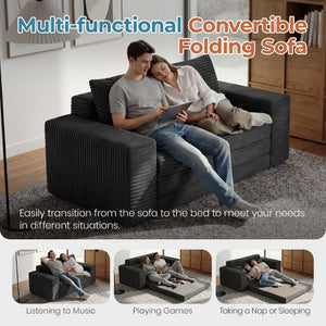English Elm Two-Seater Foam Folding Sleeper Loveseat for Studios Guest Rooms and Dorm Spaces Dark Grey T6200P526862