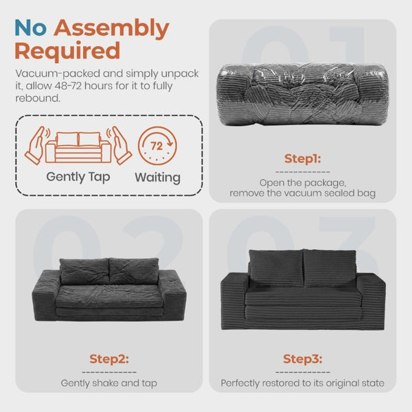 English Elm Two-Seater Foam Folding Sleeper Loveseat for Studios Guest Rooms and Dorm Spaces Dark Grey T6200P526862