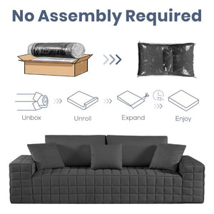 English Elm 91 Inch Chenille Cloud Sofa Oversized 3 Seater with Pocket Springs Deep Seat Lounge T6200P526924