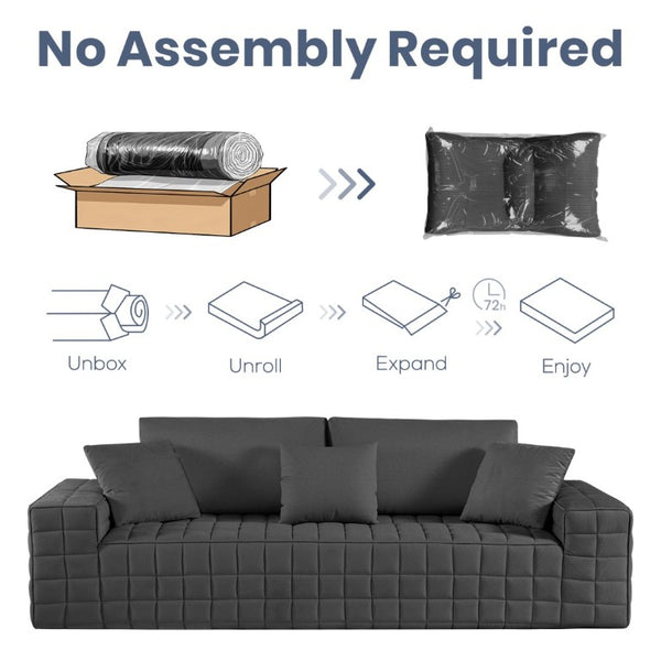 English Elm 91 Inch Chenille Cloud Sofa Oversized 3 Seater with Pocket Springs Deep Seat Lounge T6200P526924