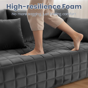 English Elm 91 Inch Chenille Cloud Sofa Oversized 3 Seater with Pocket Springs Deep Seat Lounge T6200P526924