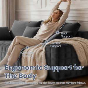 English Elm 91 Inch Chenille Cloud Sofa Oversized 3 Seater with Pocket Springs Deep Seat Lounge T6200P526924