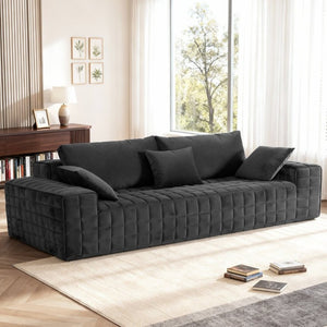 English Elm 91 Inch Chenille Cloud Sofa Oversized 3 Seater with Pocket Springs Deep Seat Lounge T6200P526924