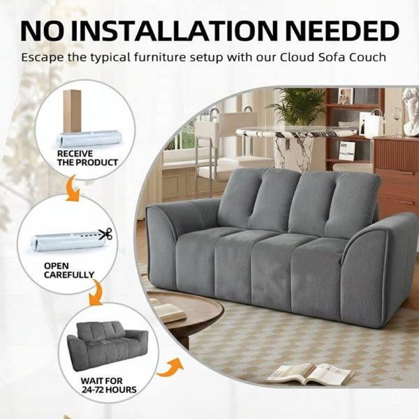 English Elm 70 Inch Chenille Loveseat with Memory Foam Pocket Springs Deep Seat for Small Spaces Gray T6200P540615