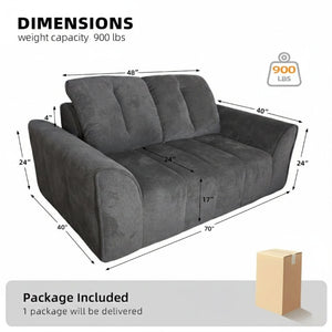 English Elm 70 Inch Chenille Loveseat with Memory Foam Pocket Springs Deep Seat for Small Spaces Gray T6200P540615