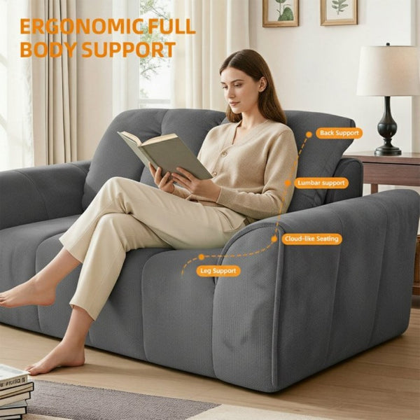 English Elm 70 Inch Chenille Loveseat with Memory Foam Pocket Springs Deep Seat for Small Spaces Gray T6200P540615