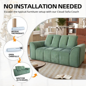 English Elm 70 Inch Chenille Loveseat with Memory Foam Pocket Springs Deep Seat for Small Spaces Green T6200P540616