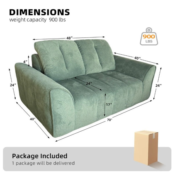English Elm 70 Inch Chenille Loveseat with Memory Foam Pocket Springs Deep Seat for Small Spaces Green T6200P540616