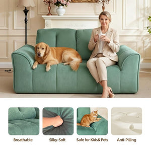 English Elm 70 Inch Chenille Loveseat with Memory Foam Pocket Springs Deep Seat for Small Spaces Green T6200P540616
