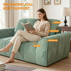 English Elm 70 Inch Chenille Loveseat with Memory Foam Pocket Springs Deep Seat for Small Spaces Green T6200P540616