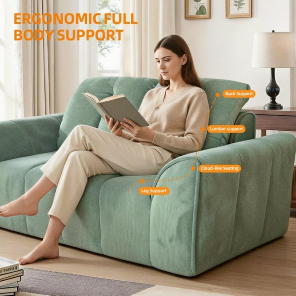 English Elm 70 Inch Chenille Loveseat with Memory Foam Pocket Springs Deep Seat for Small Spaces Green T6200P540616