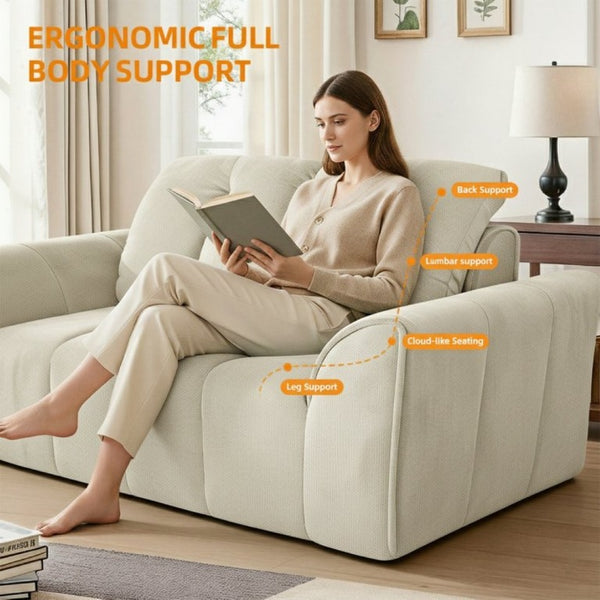 English Elm 70 Inch Chenille Loveseat with Memory Foam Pocket Springs Deep Seat for Small Spaces Light Khaki T6200P540617
