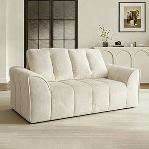 English Elm 70 Inch Chenille Loveseat with Memory Foam Pocket Springs Deep Seat for Small Spaces Light Khaki T6200P540617