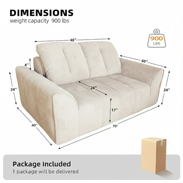English Elm 70 Inch Chenille Loveseat with Memory Foam Pocket Springs Deep Seat for Small Spaces Light Khaki T6200P540617