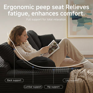 English Elm 105 Inch Modular L Shaped Sectional Sofa with Corduroy Upholstery and Memory Foam Cushions Black Left Facing T6200S00006