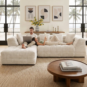 English Elm 104.7''Oversized Chenille Cloud Sectional Deep Seat Modular L-Shape Living Room Couch T6200S00011