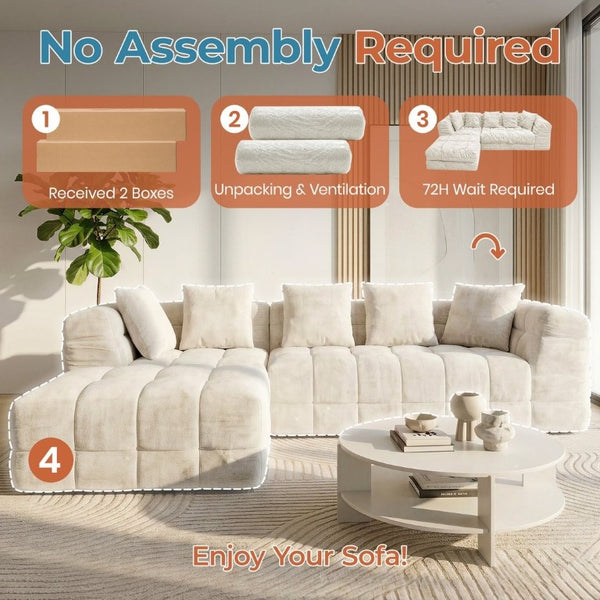 English Elm 104.7''Oversized Chenille Cloud Sectional Deep Seat Modular L-Shape Living Room Couch T6200S00011