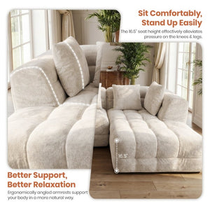English Elm 104.7''Oversized Chenille Cloud Sectional Deep Seat Modular L-Shape Living Room Couch T6200S00011