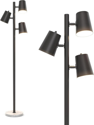 English Elm Modern Three Head Floor Lamp with Marble Base Black Pole 62 Inch Living Room Lighting T6202P542083