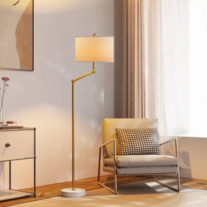 English Elm 64 Inch Triple Rotating Lamppost Floor Lamp with Marble Base and Dimmable Fabric Shade T6202P542505