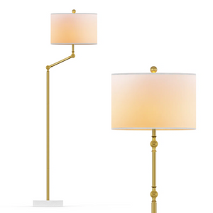 English Elm 64 Inch Triple Rotating Lamppost Floor Lamp with Marble Base and Dimmable Fabric Shade T6202P542505