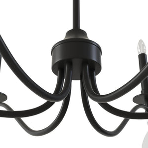 English Elm Black Six Light Candelabra Chandelier with Crystal Teardrops for Dining and Foyer T6202P543328