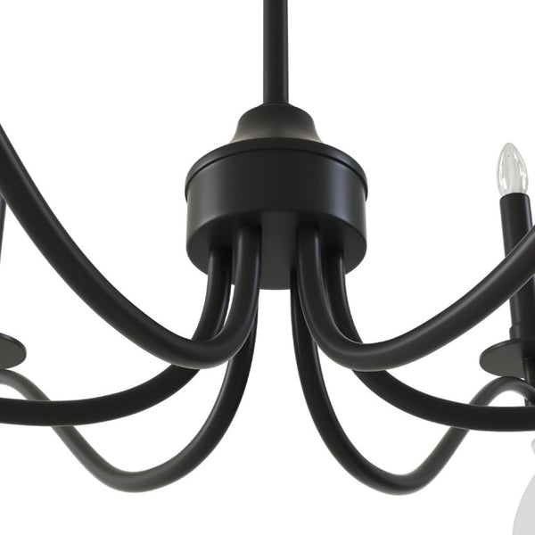 English Elm Black Six Light Candelabra Chandelier with Crystal Teardrops for Dining and Foyer T6202P543328