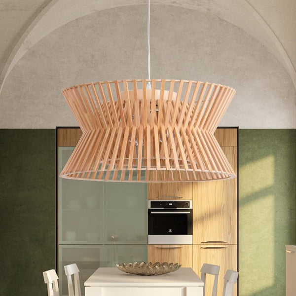 English Elm Wooden Boho Wicker Chandelier 3 Light Farmhouse Pendant for Kitchen Island or Bedroom T6202P543956