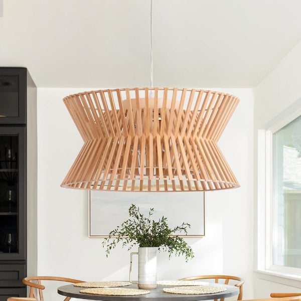 English Elm Wooden Boho Wicker Chandelier 3 Light Farmhouse Pendant for Kitchen Island or Bedroom T6202P543956