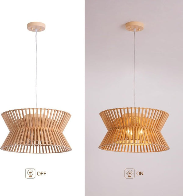 English Elm Wooden Boho Wicker Chandelier 3 Light Farmhouse Pendant for Kitchen Island or Bedroom T6202P543956