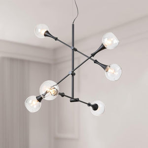 English Elm Modern Sputnik Six Globe Chandelier Sculptural Mid Century Pendant for Dining Rooms T6202P543978