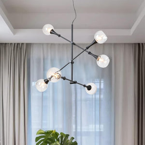 English Elm Modern Sputnik Six Globe Chandelier Sculptural Mid Century Pendant for Dining Rooms T6202P543978