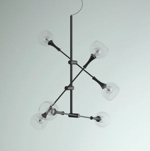 English Elm Modern Sputnik Six Globe Chandelier Sculptural Mid Century Pendant for Dining Rooms T6202P543978