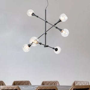 English Elm Modern Sputnik Six Globe Chandelier Sculptural Mid Century Pendant for Dining Rooms T6202P543978
