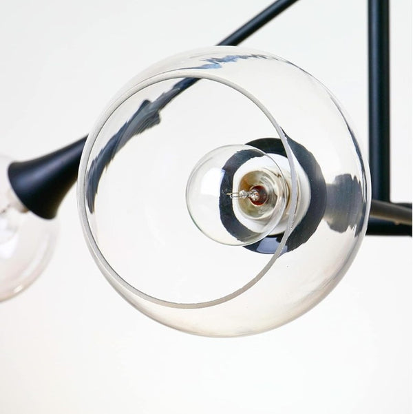 English Elm Modern Sputnik Six Globe Chandelier Sculptural Mid Century Pendant for Dining Rooms T6202P543978